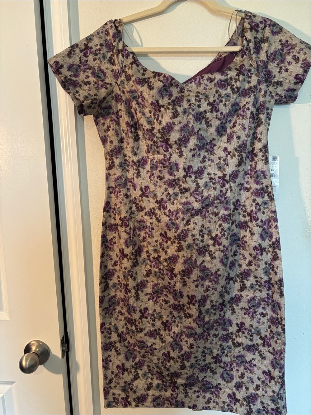 Zara Floral Midi Dress in Purple and Cream
